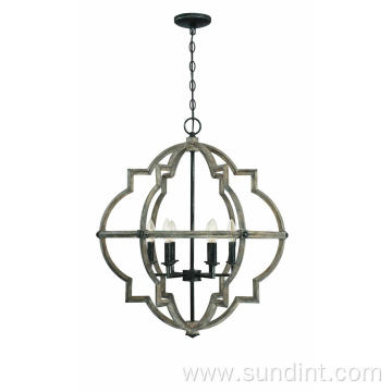 6-Lights Wood Tone Chandelier Lamps and Lanterns